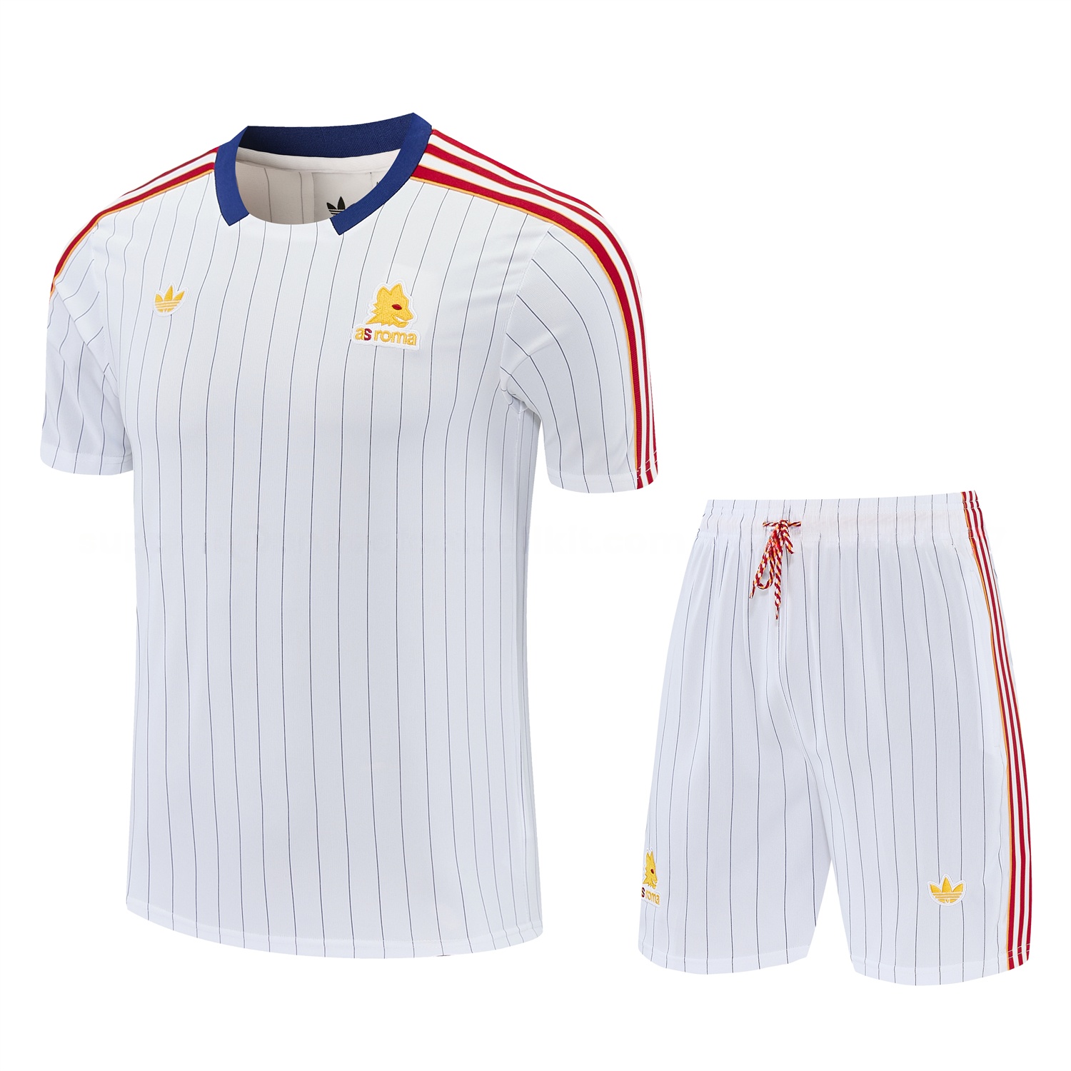 Roma 25-26 Retro Style Short-Sleeve Training Set - White Top & White Pants - ManixJersey