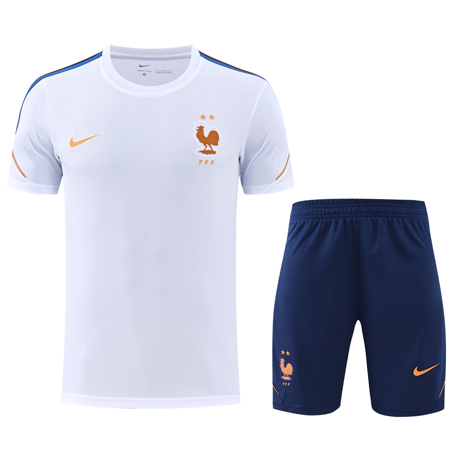 France 2026 Short-Sleeve Training Set - White Top & Deep Blue Shorts - ManixJersey