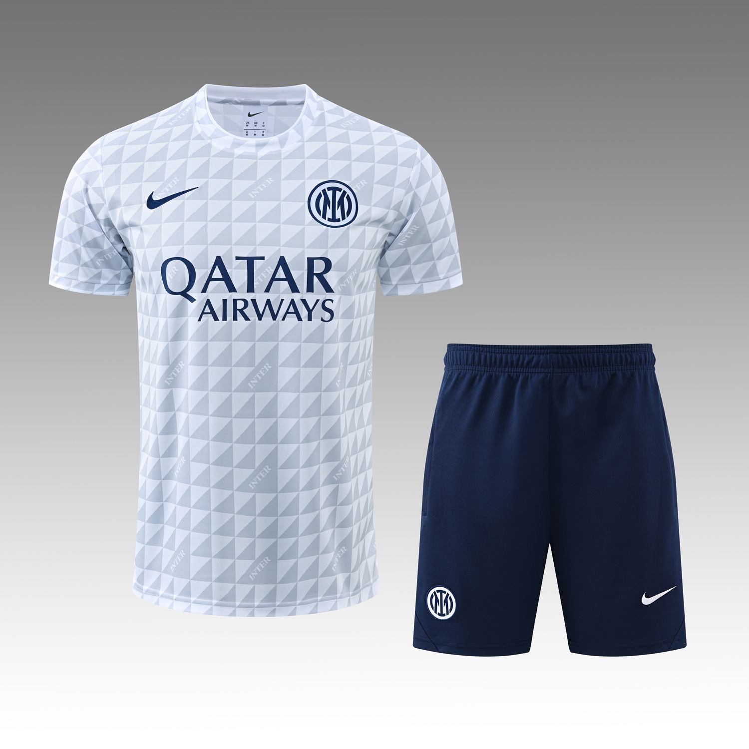Inter Milan 26-27 Short-Sleeve Training Set - White Top & Deep Blue Shorts - ManixJersey