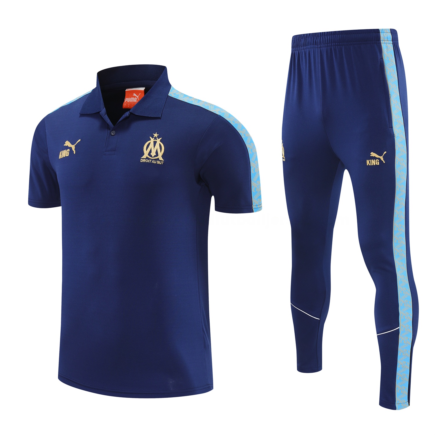 Marseille 25-26 POLO Short-Sleeve Training Set - Dark Blue Top and Pants - ManixJersey