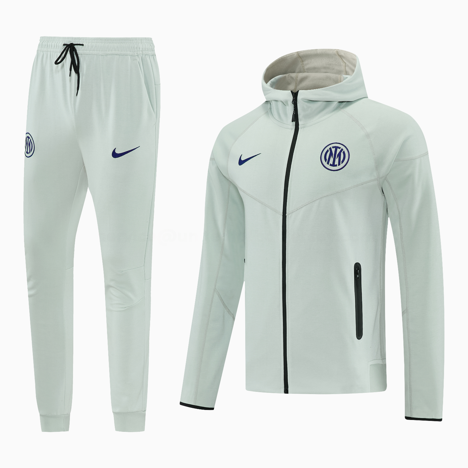 Inter Milan 25-26 Hooded Windbreaker Training Set - Grey Green Top & Pants - ManixJersey