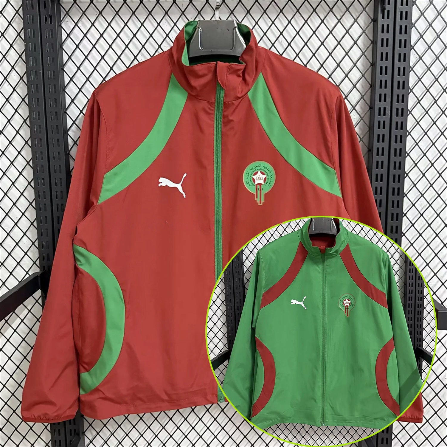 Morocco 2026 Pre-Match Double Sided Reversible Windbreaker - Red - ManixJersey