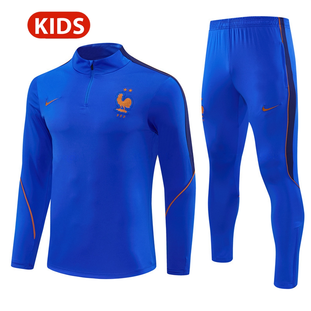 France 2026 Kids Long Sleeve Training Set - Royal Blue Top & Pants - ManixJersey