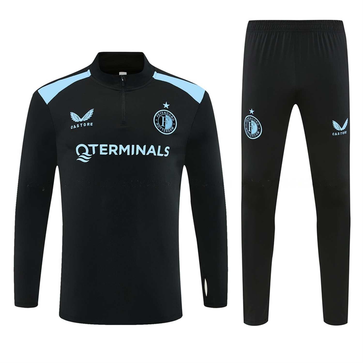 Feyenoord 26-27 Long Sleeve Training Set - Black Top & Black Pants - ManixJersey