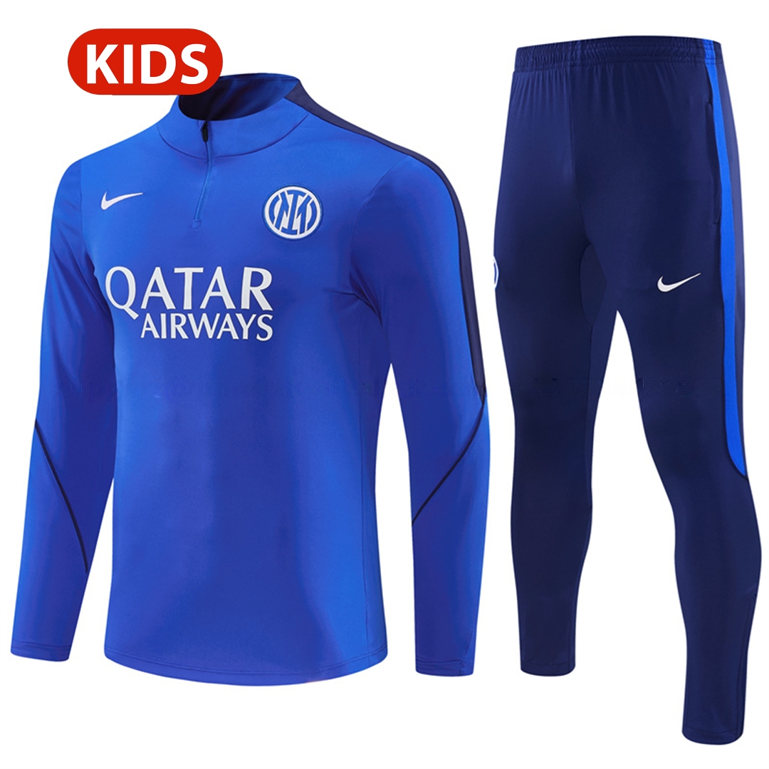 Inter Milan 26-27 Kids Long Sleeve Training Set - Blue Top & Royal Blue Pants - ManixJersey