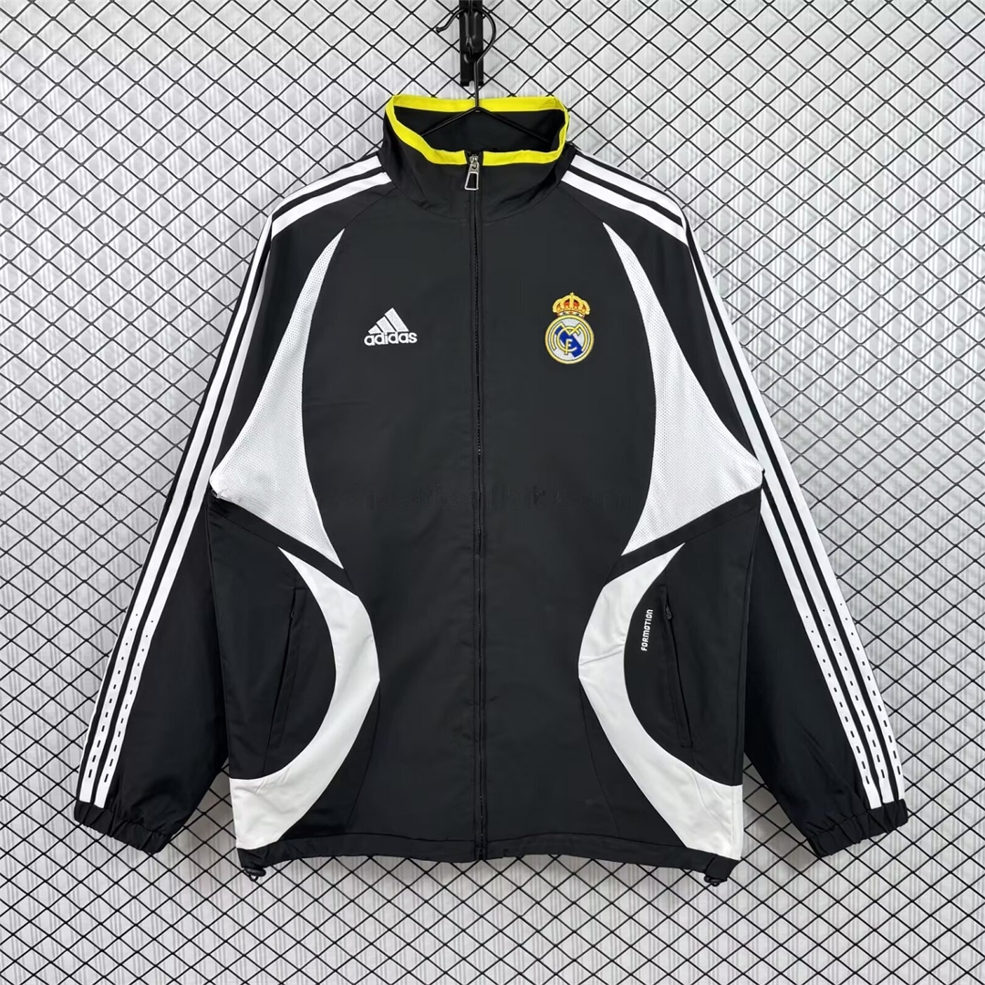 Retro Real Madrid 2006-07 Windbreaker Jacket - Black And White - ManixJersey