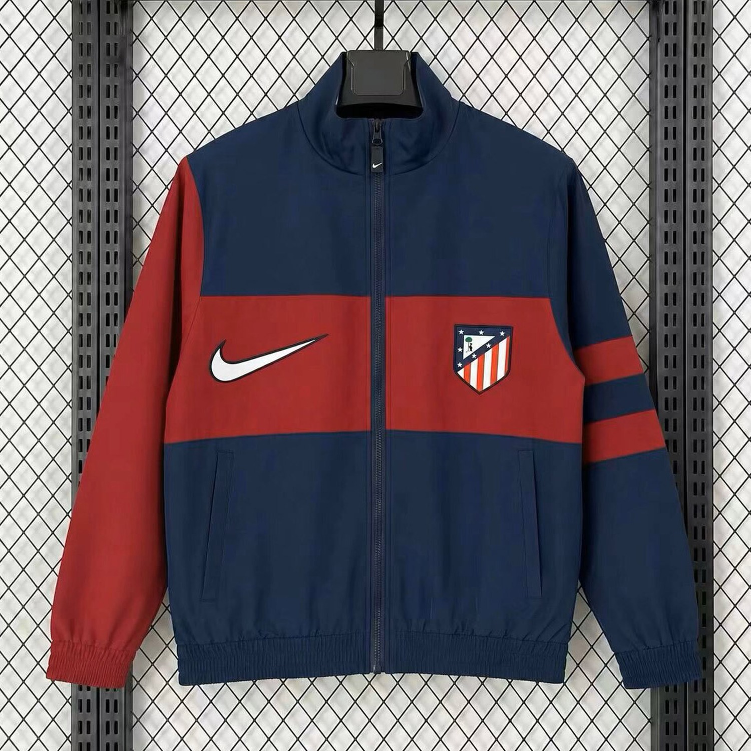 Atletico Madrid 26-27 Retro Style Windbreaker Jacket - Navy Blue And Red - ManixJersey