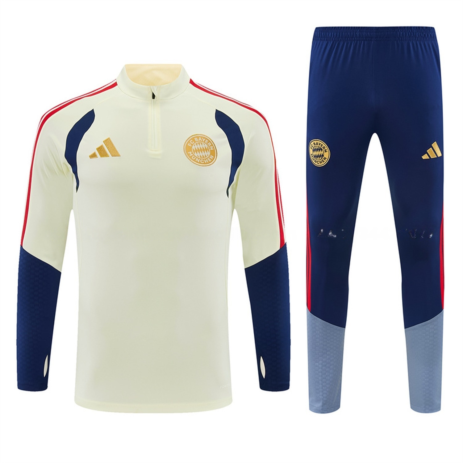 Bayern Munich 26-27 Long Sleeve Training Set - Cream Top & Deep Blue Pants - ManixJersey