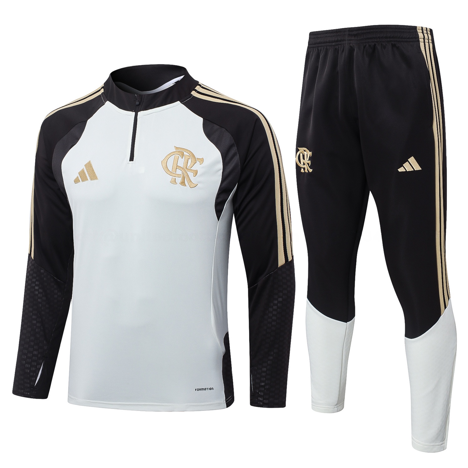 Flamengo 2026 Long Sleeve Training Set - White Top & Black Pants - ManixJersey