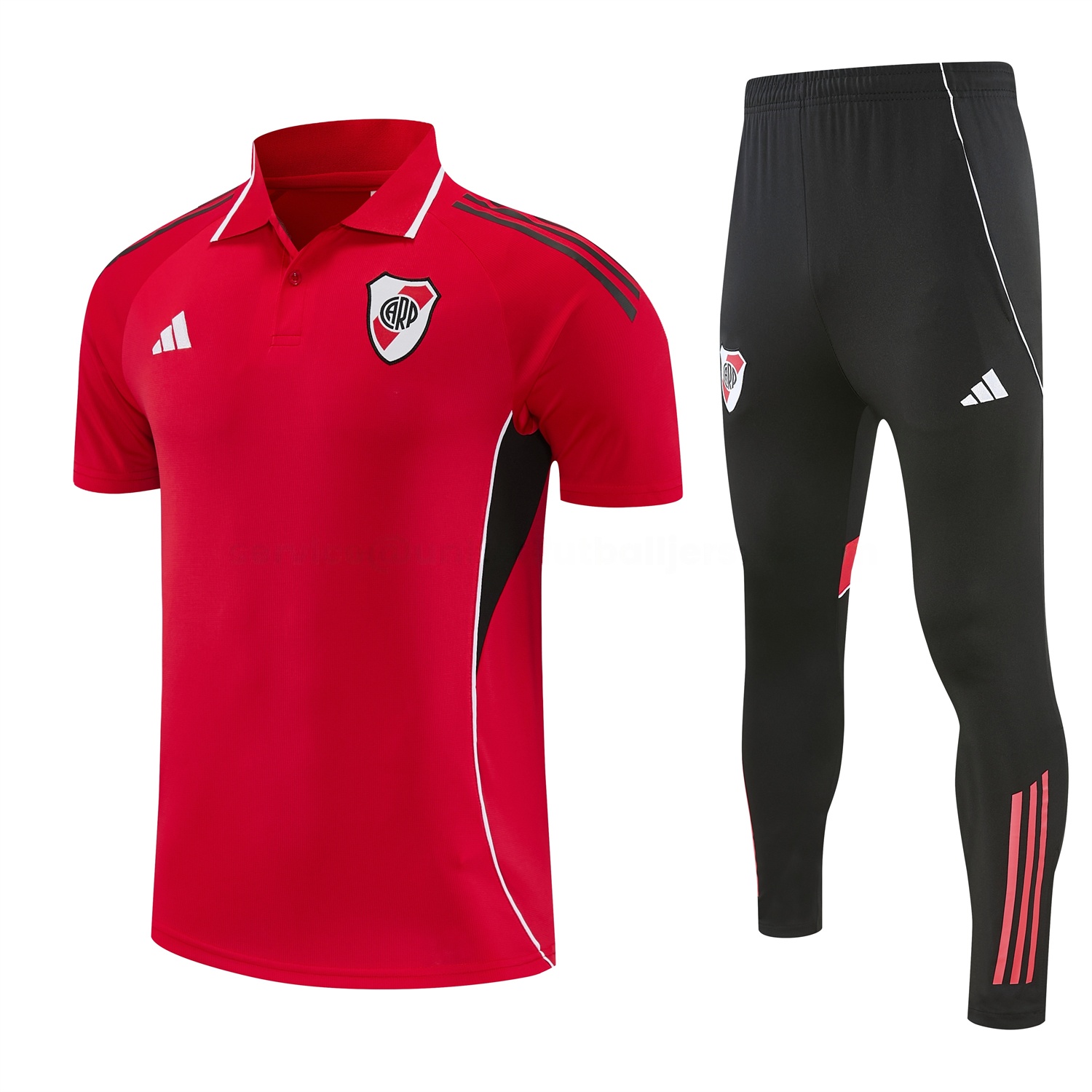 River Plate 25-26 POLO Short-Sleeve Training Set - Red Top and Black Pants - ManixJersey