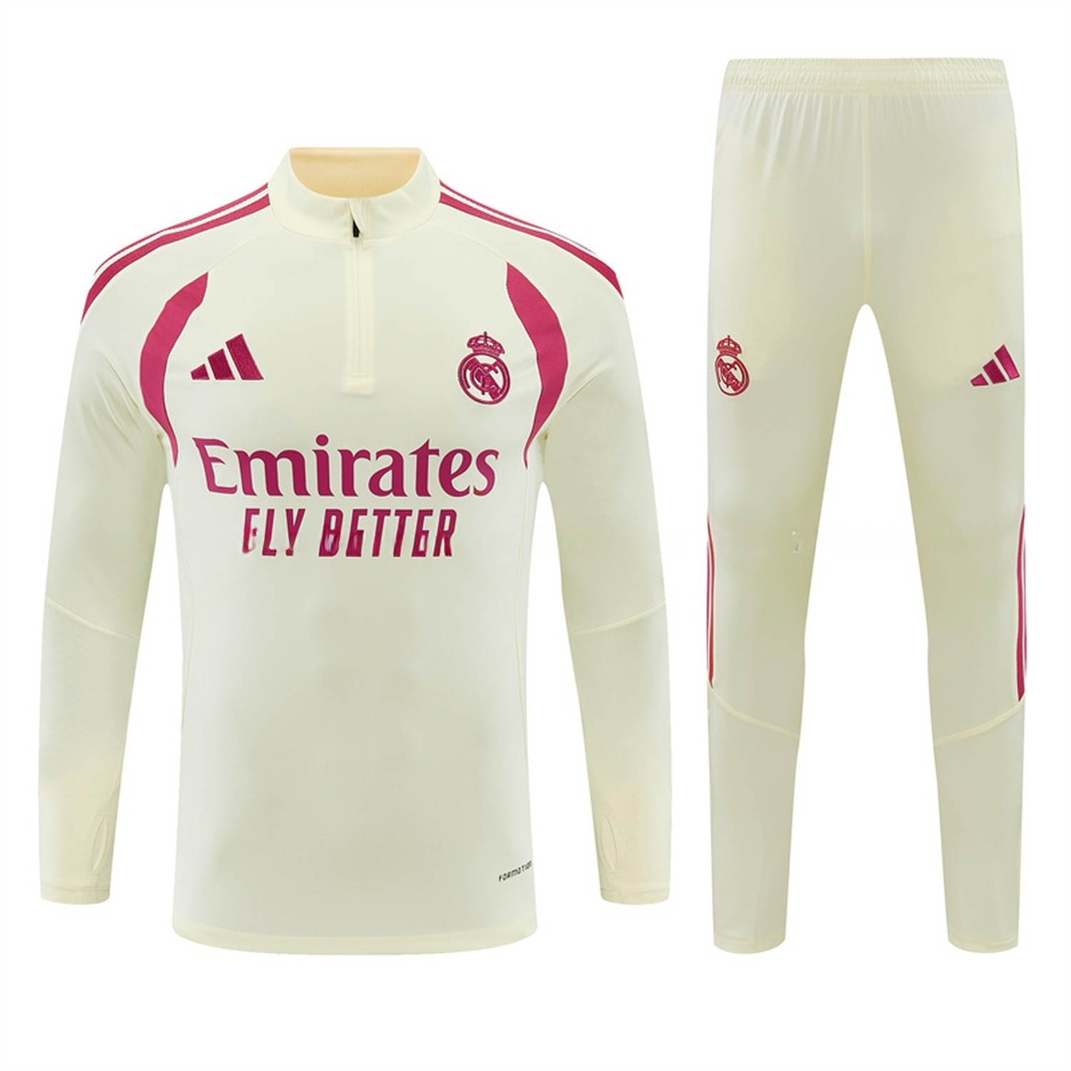 Real Madrid 26-27 Long Sleeve Training Set - Cream Top & Cream Pants - ManixJersey