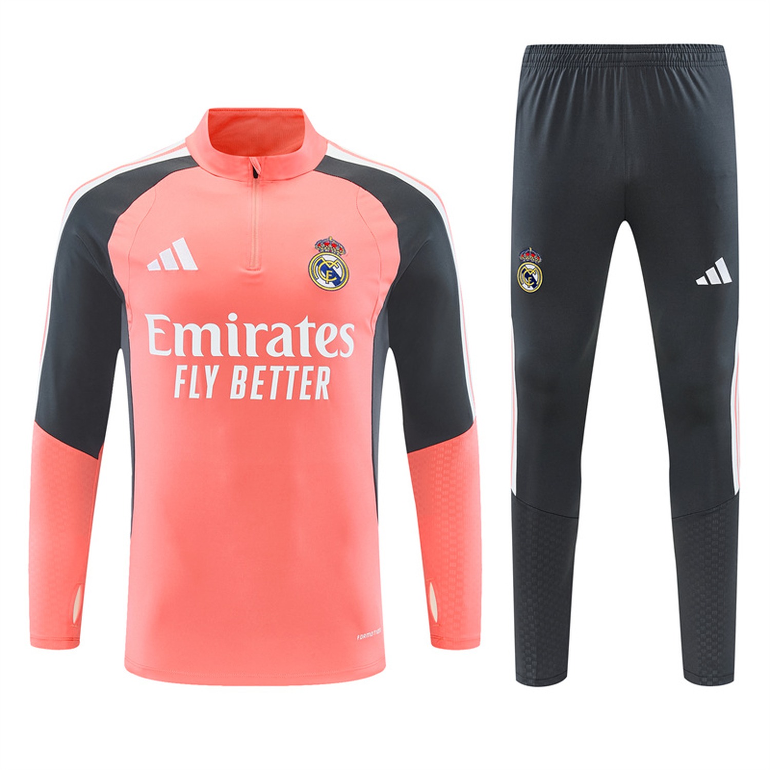 Real Madrid 26-27 Long Sleeve Training Set - Pink Top & Deep Grey Pants - ManixJersey