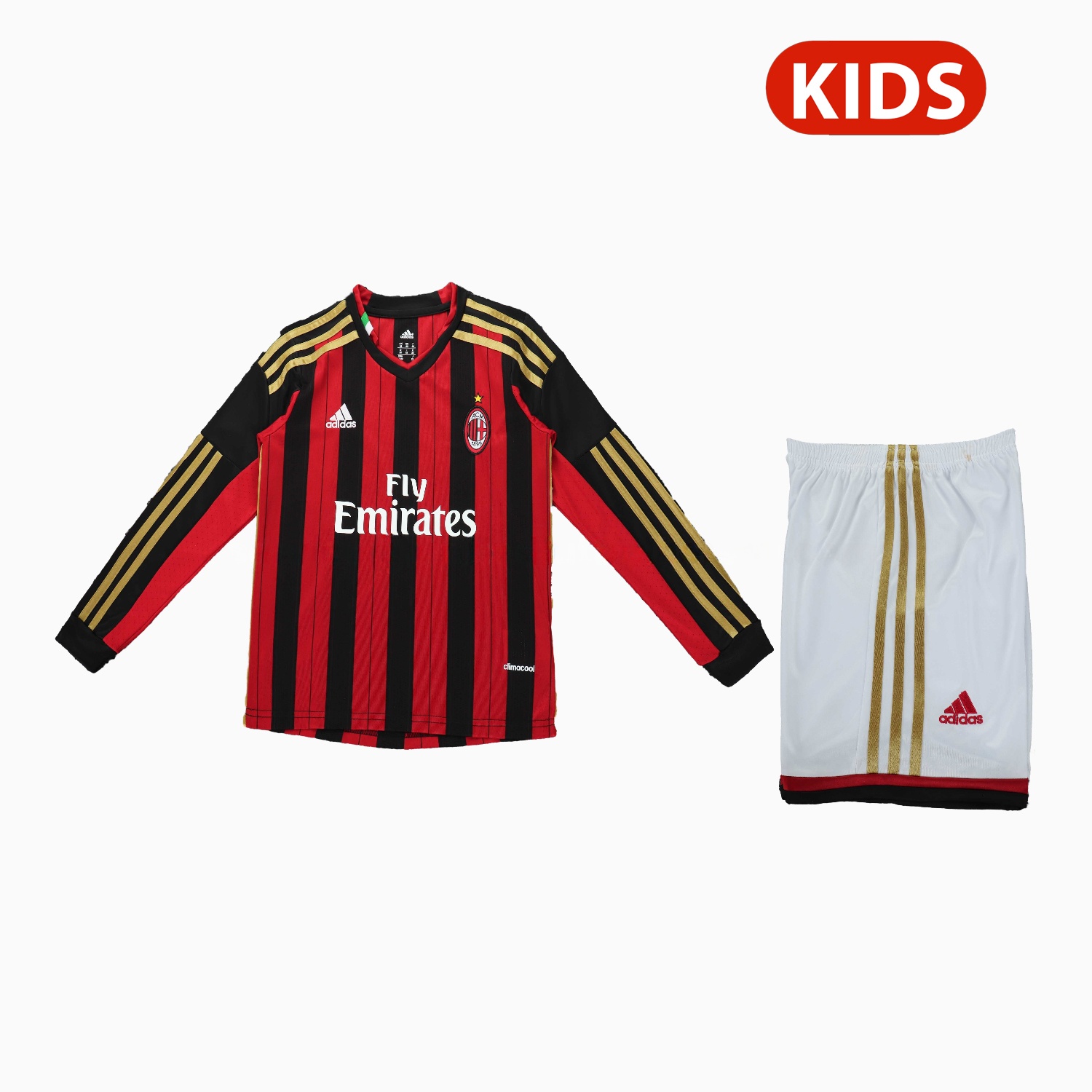 Retro AC Milan 2013-14 Home Long Sleeves Kids Kit - ManixJersey