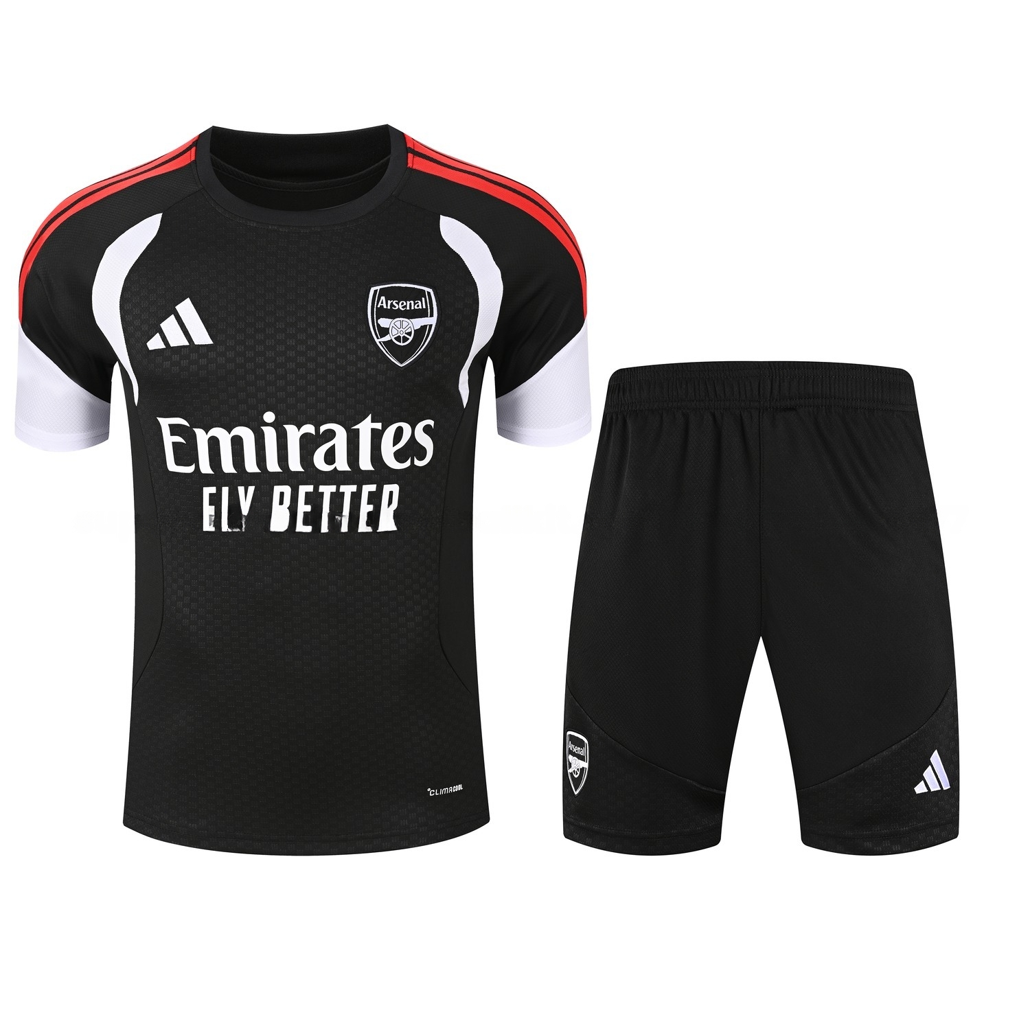 Arsenal 26-27 Short-Sleeve Training Set - Black With White Top & Black Shorts - ManixJersey