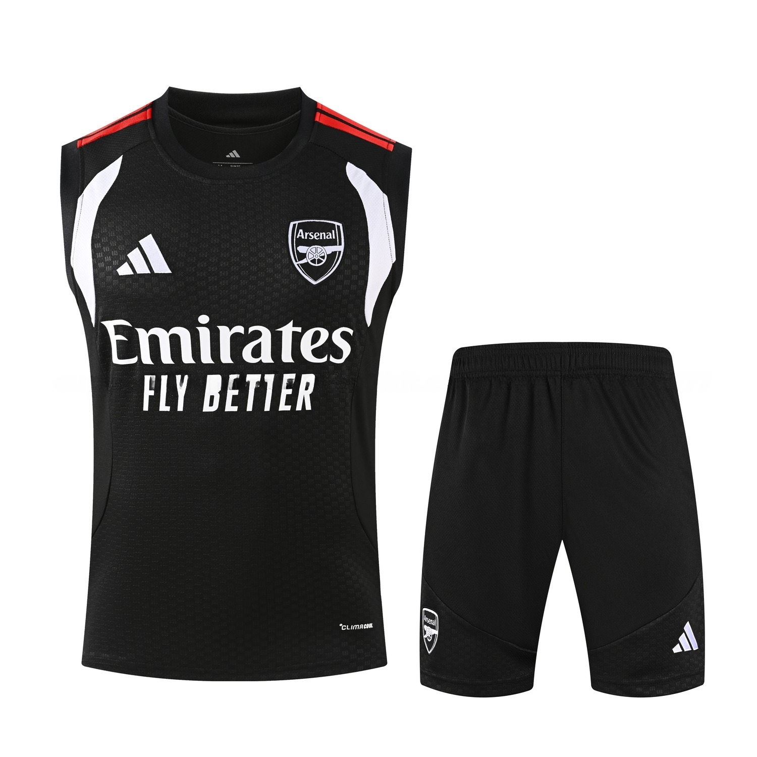 Arsenal 26-27 Vest Training Set - Black With White Vest and Shorts - ManixJersey