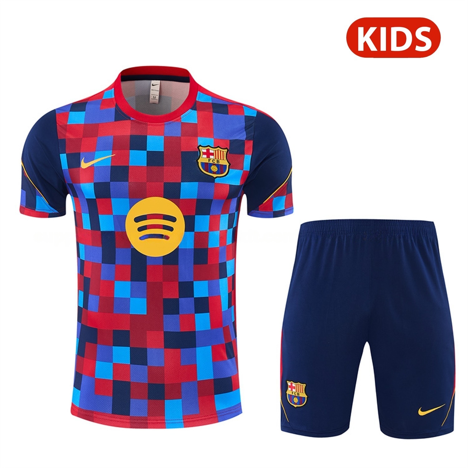 Barcelona 26-27 Camouflage Kids Short-Sleeve Training Set - Camouflage Top & Deep Blue Shorts - ManixJersey