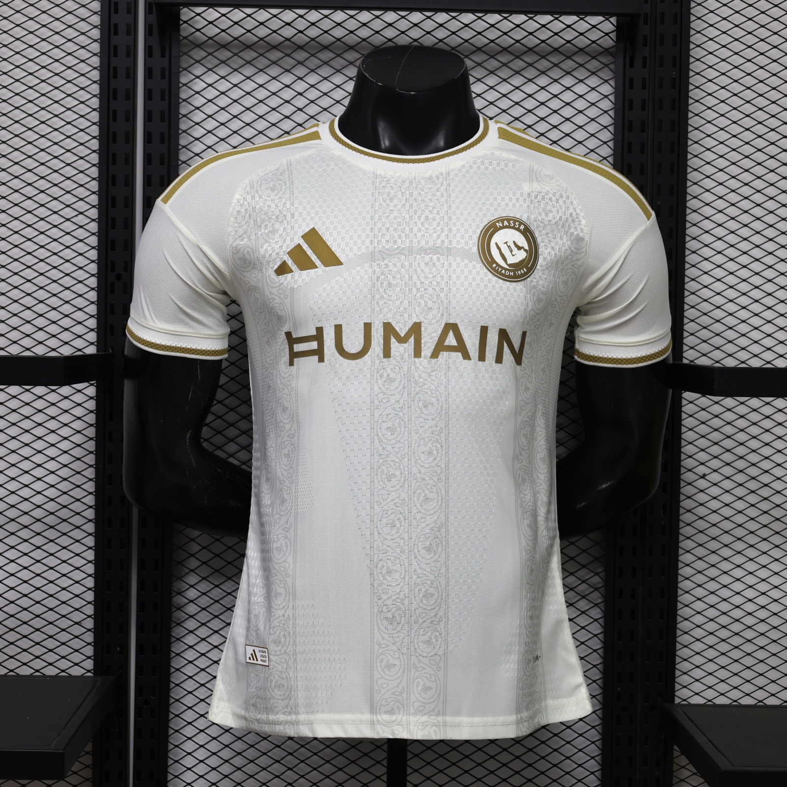 Al Nassr Riyadh Victory 26-27 Third White Gold Jersey With HUMAIN Sponsor - Player Version - ManixJersey