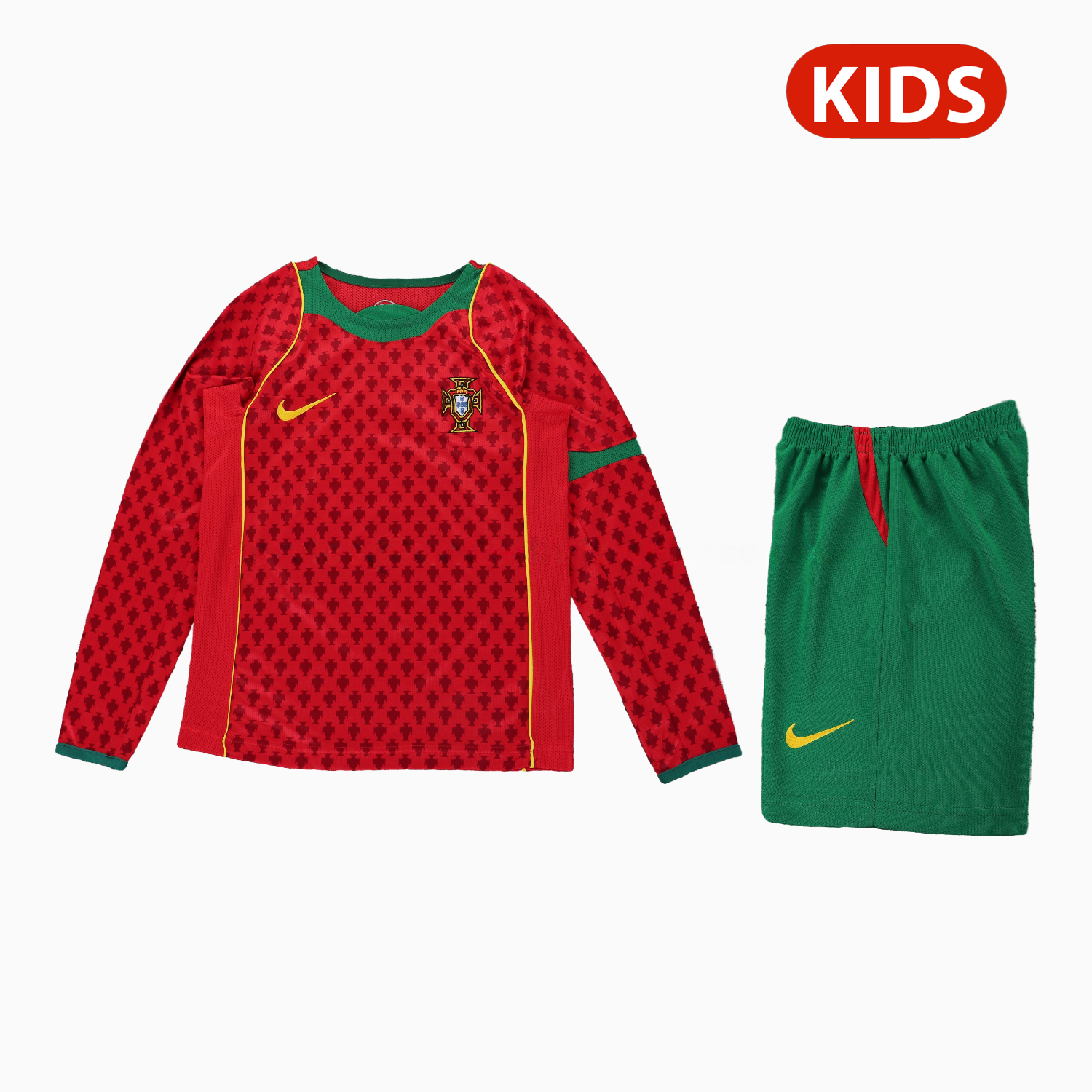 Retro Portugal 2004 Home Long Sleeves Kids Kit - ManixJersey