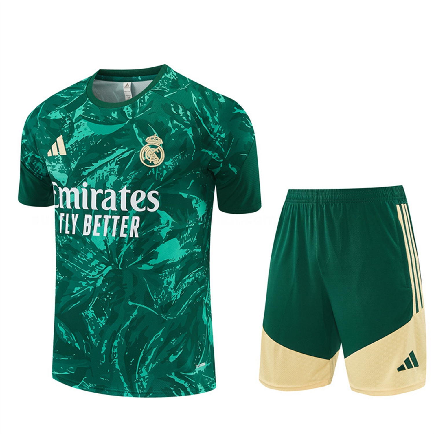 Real Madrid 26-27 Short-Sleeve Training Set - Green Camouflage Top & Green Shorts - ManixJersey