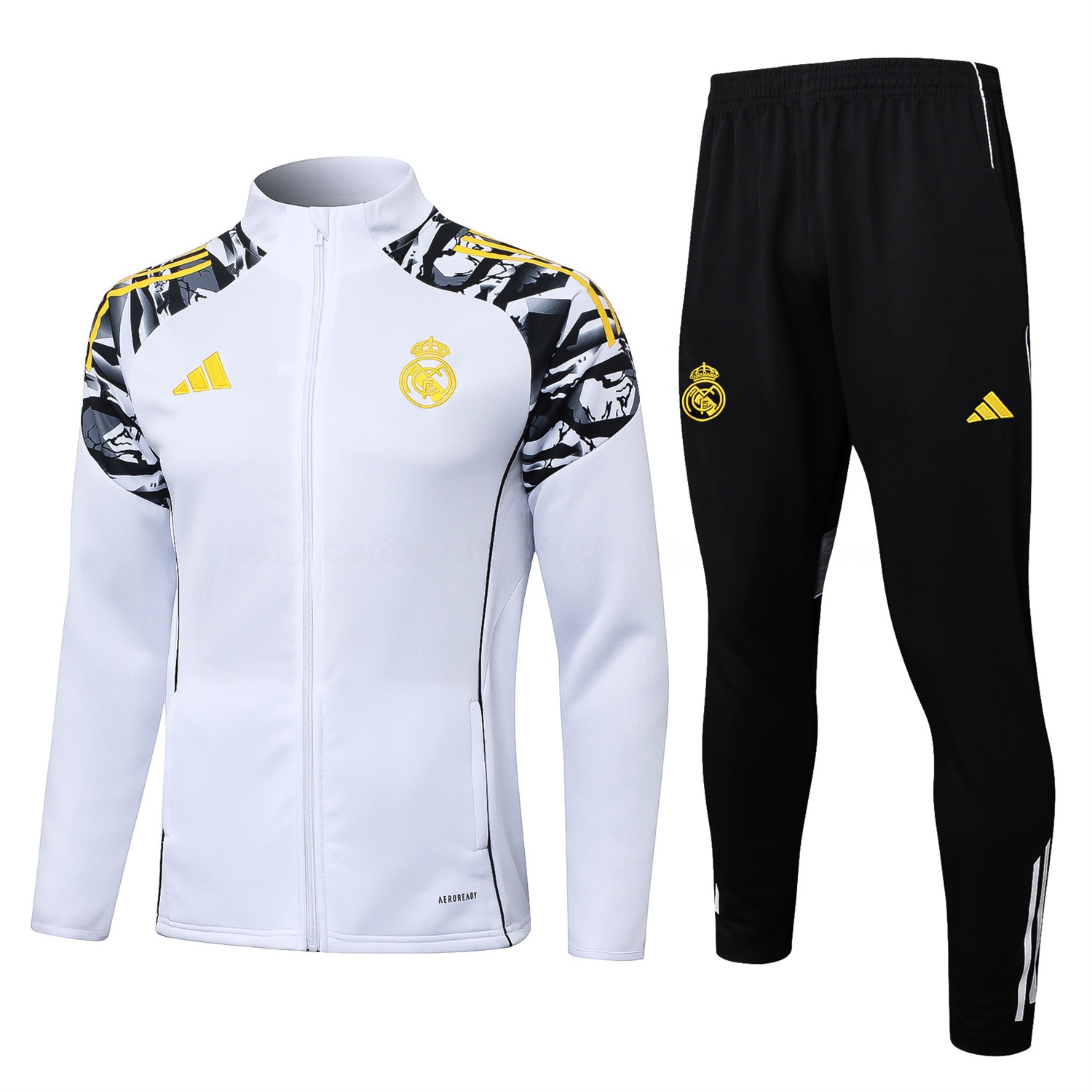 Real Madrid 25-26 Unsponsored Long Sleeve Training Set - White Top & Black Pants - ManixJersey