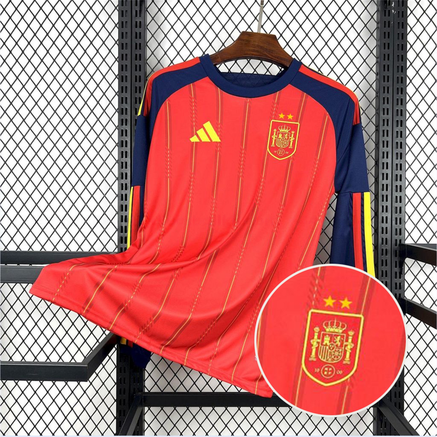 【Two-Crown Star】Spain 2026 Home Long Sleeves Jersey - Fans Version - ManixJersey