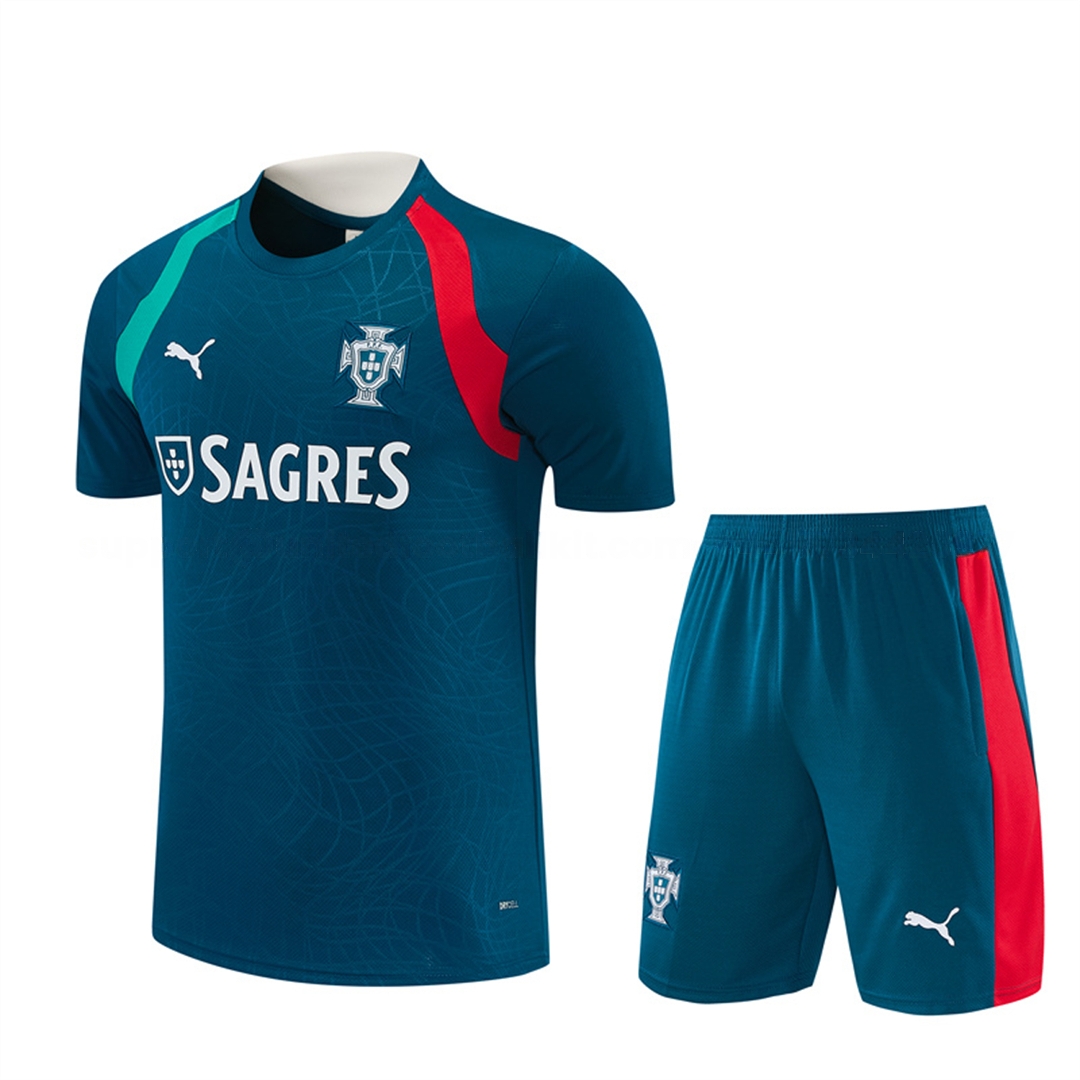 Portugal 2026 Short-Sleeve Training Set - Dark Teal With Red And Light Teal Accents Top & Colors Pants - ManixJersey