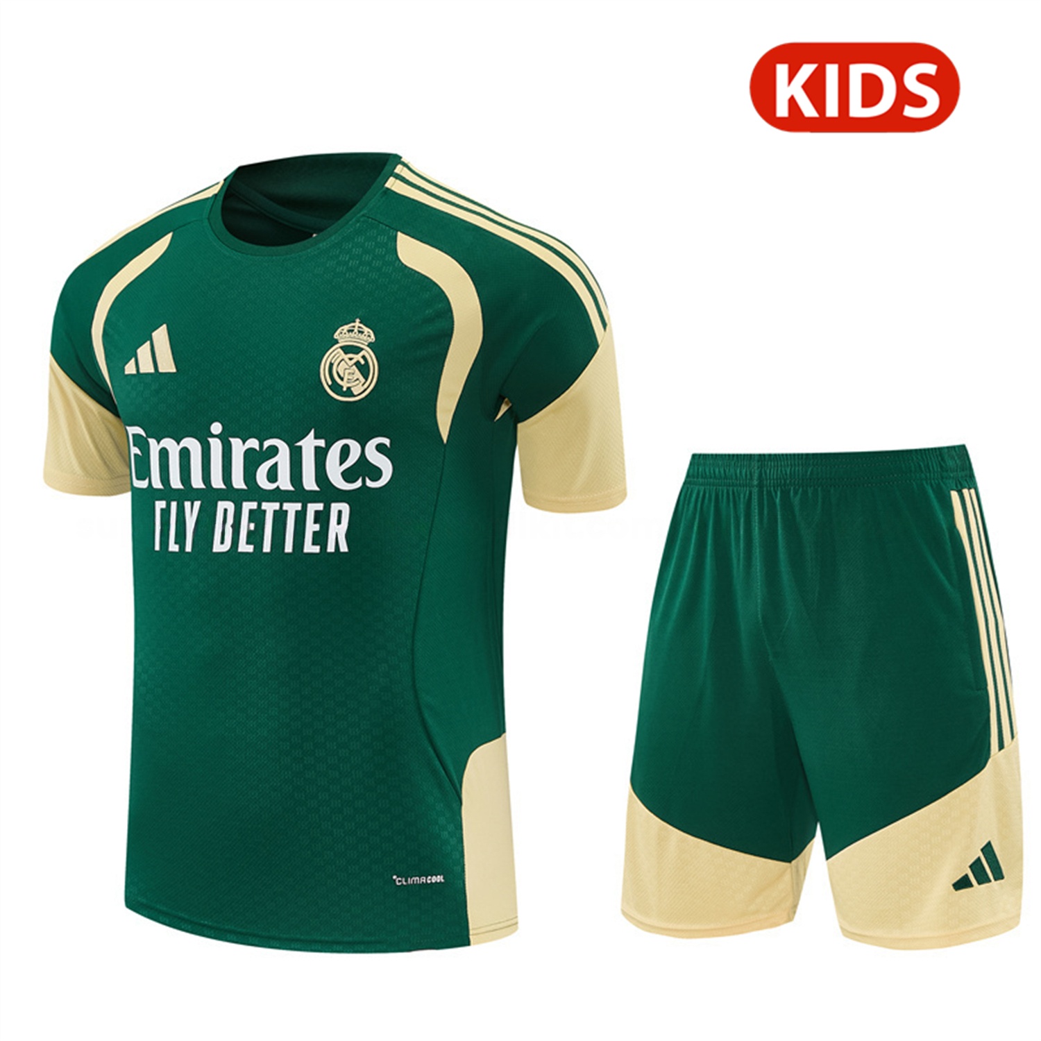 Real Madrid 26-27 Kids Short-Sleeve Training Set - Green Top & Green Shorts - ManixJersey