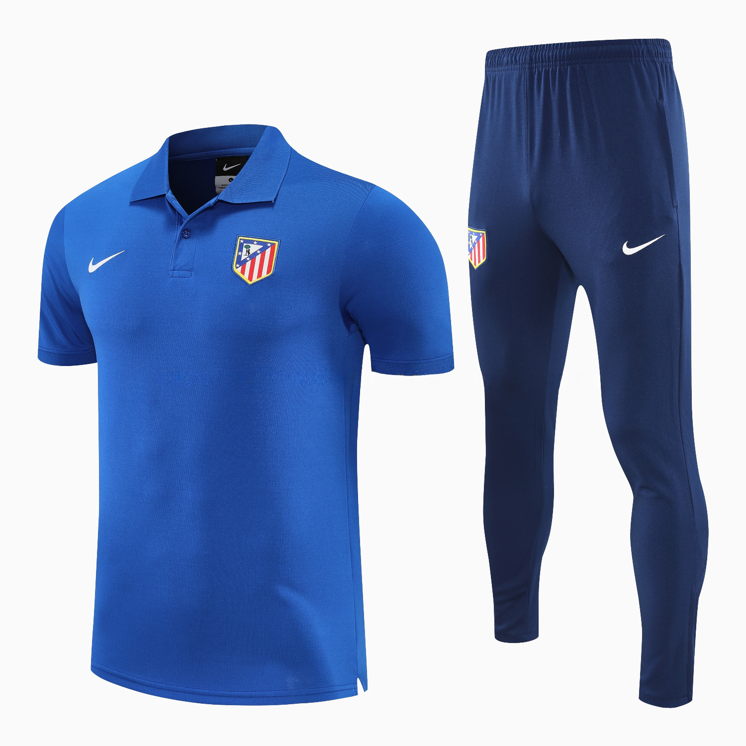 Atletico Madrid 25-26 POLO Short-Sleeve Training Set - Ocean Blue Top & Deep Blue Pants - ManixJersey