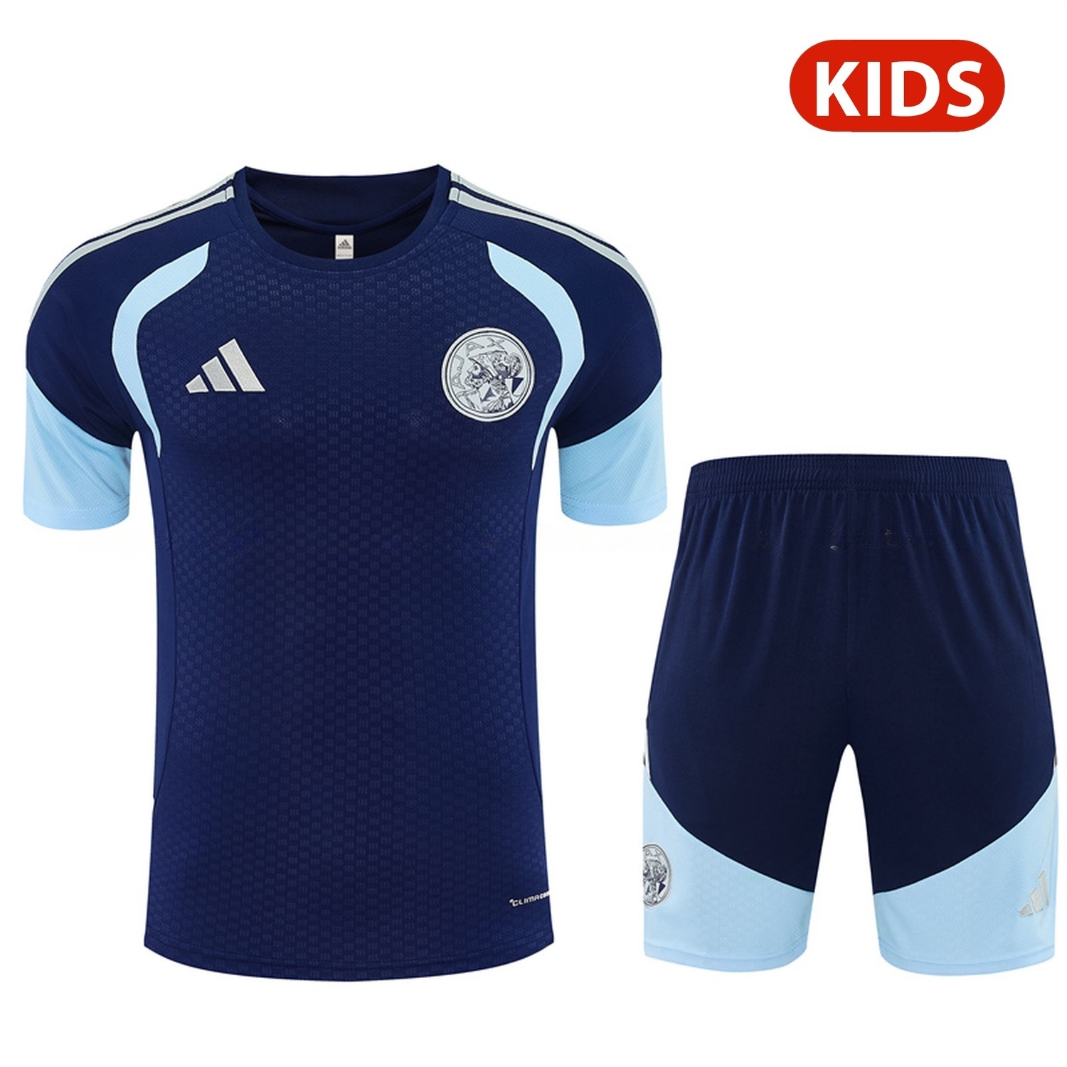 Ajax 26-27 Kids Short-Sleeve Training Set - Deep Blue Top & Deep Blue Shorts - ManixJersey