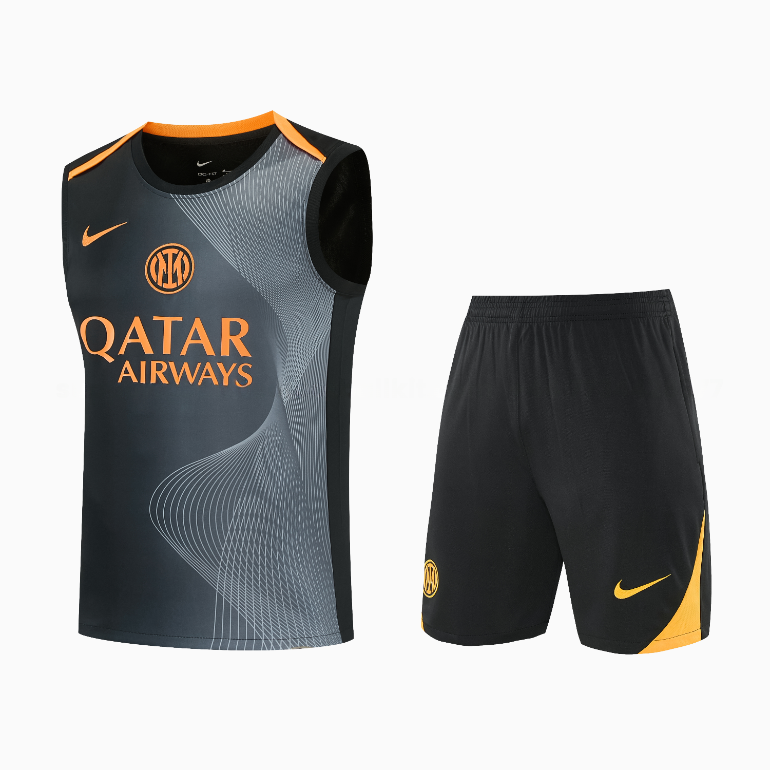 Inter Milan 25-26 Vest Training Set - Black And Grey Top & Pants - ManixJersey