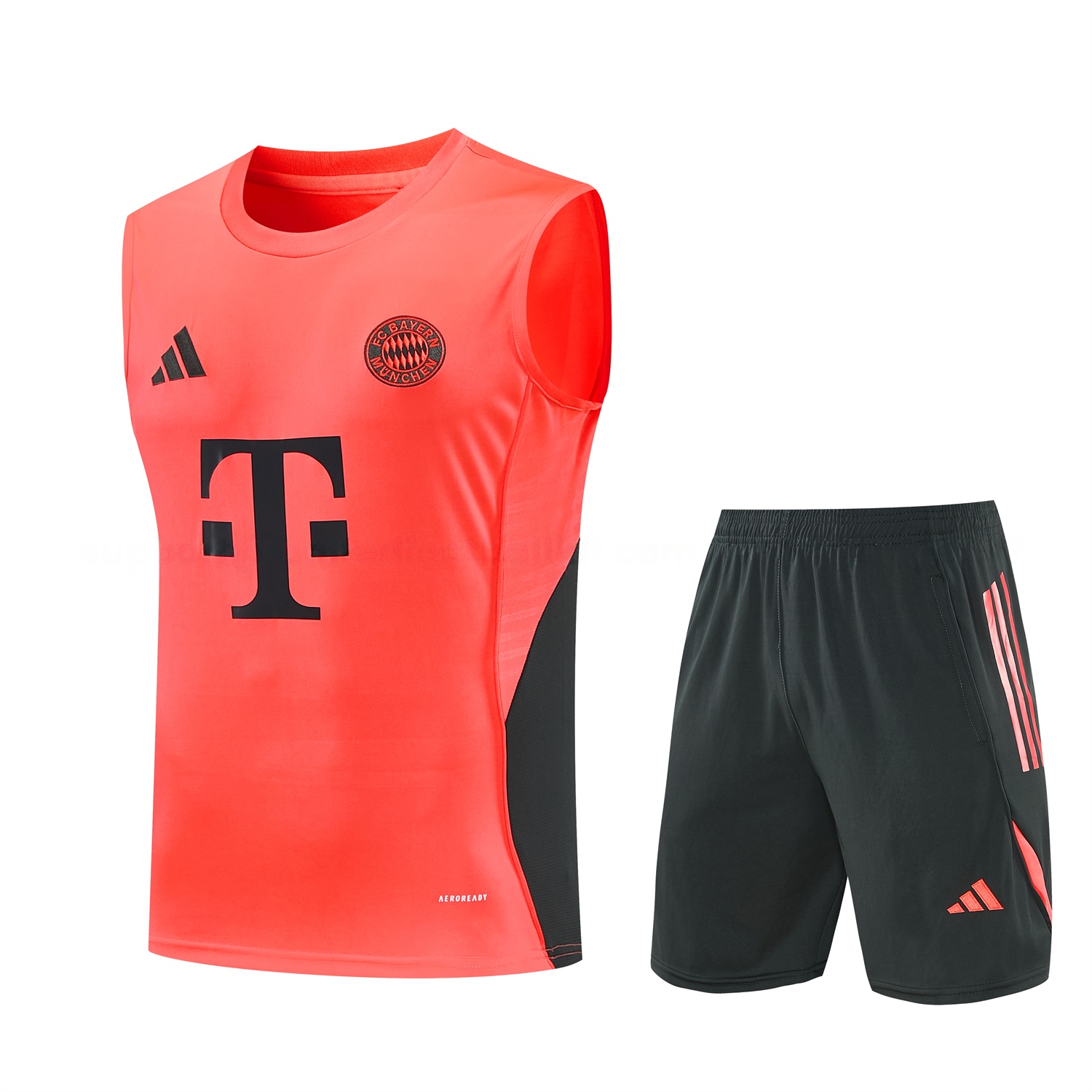 Bayern Munich 25-26 Vest Training Set - Coral With Black Accents Top & Black With Coral Accents Pants - ManixJersey