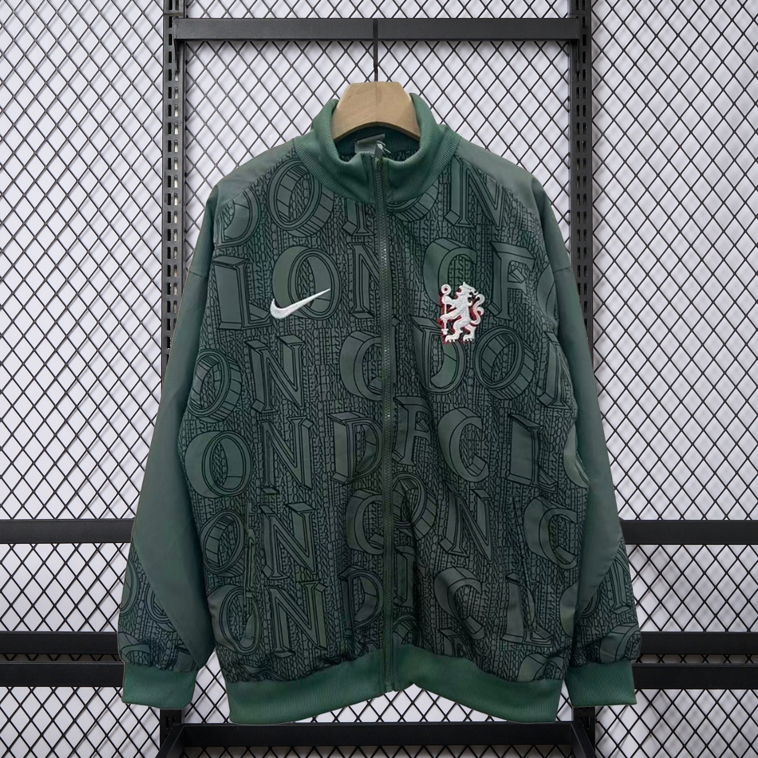 C.H.E.L.S.E.A 25-26 Subtle Letter Pattern Windbreaker Jacket - Dark Green - ManixJersey