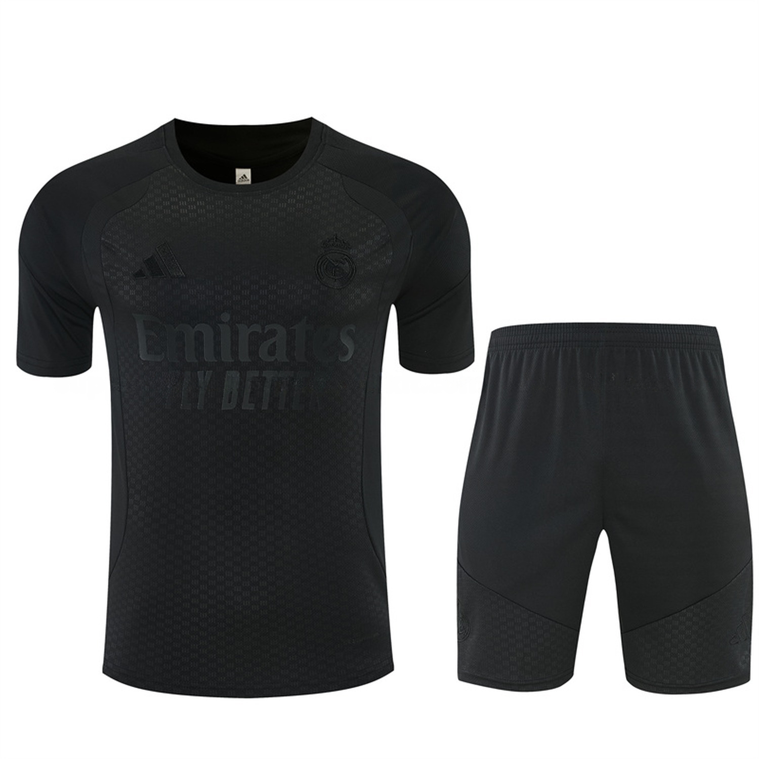 Real Madrid 26-27 Short-Sleeve Training Set - Pure Black Top & Black Shorts - ManixJersey