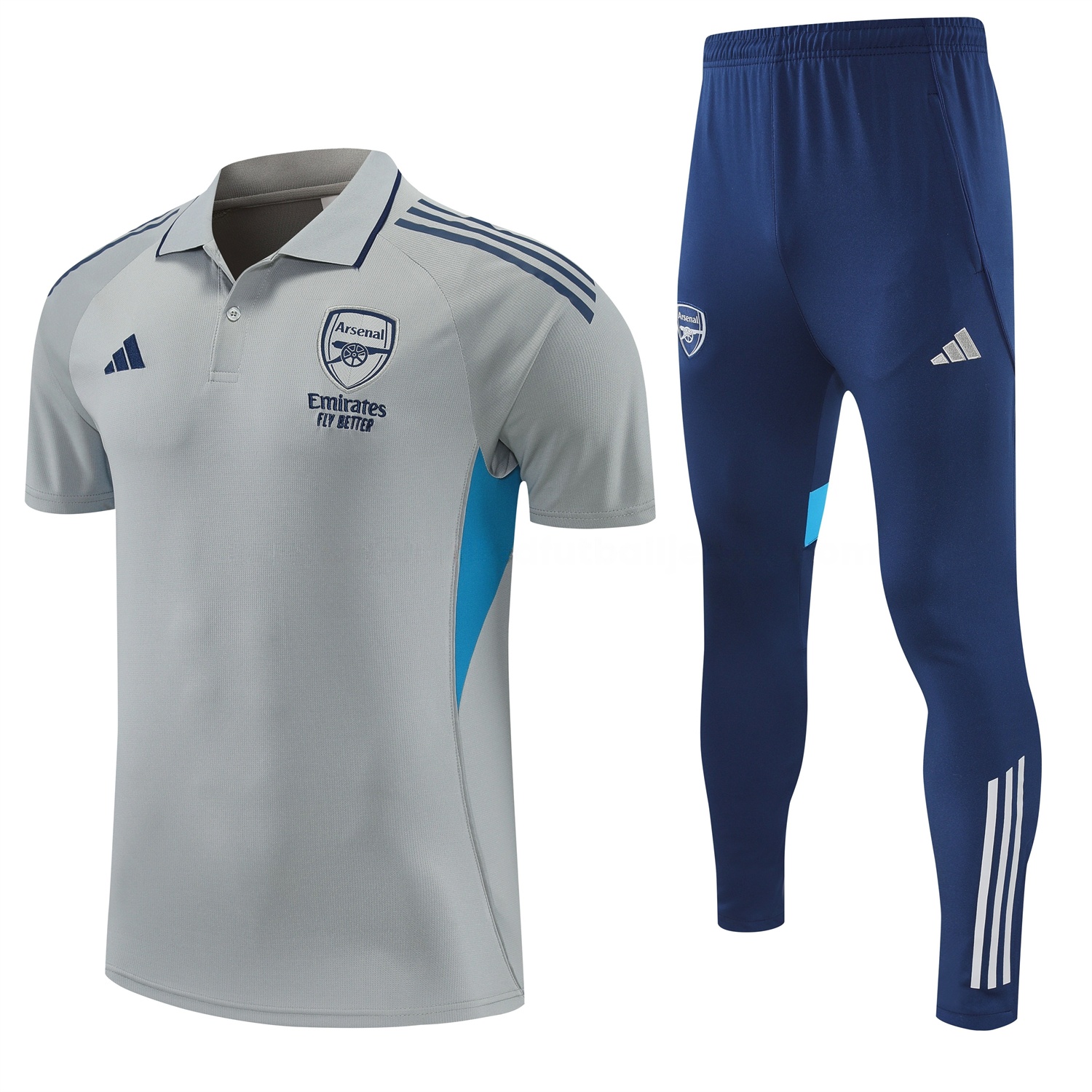 Arsenal 25-26 POLO Short-Sleeve Training Set - Grey Top and Deep Blue Pants - ManixJersey