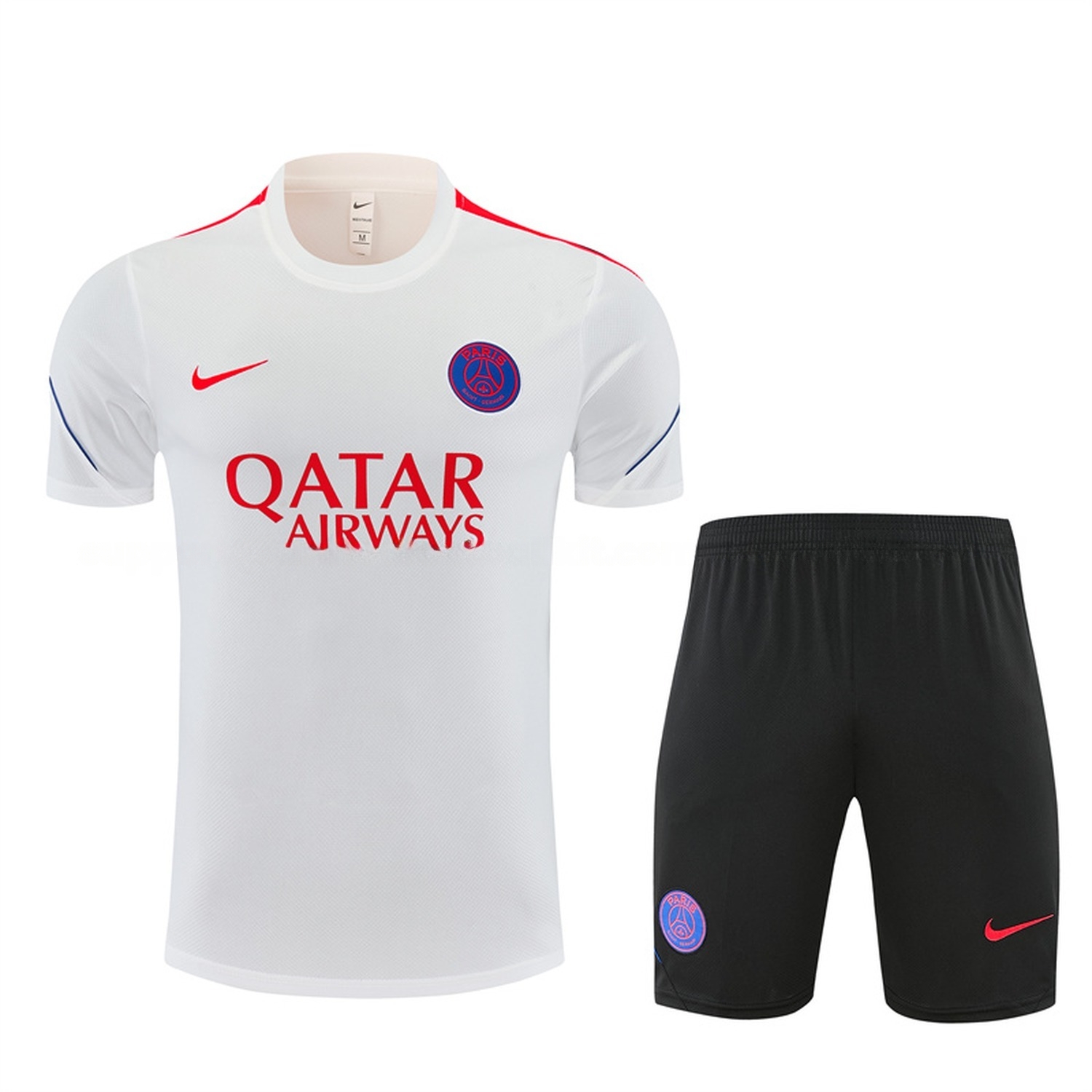 Paris Saint-Germain PSG 26-27 Short-Sleeve Training Set - White Top & Black Shorts - ManixJersey