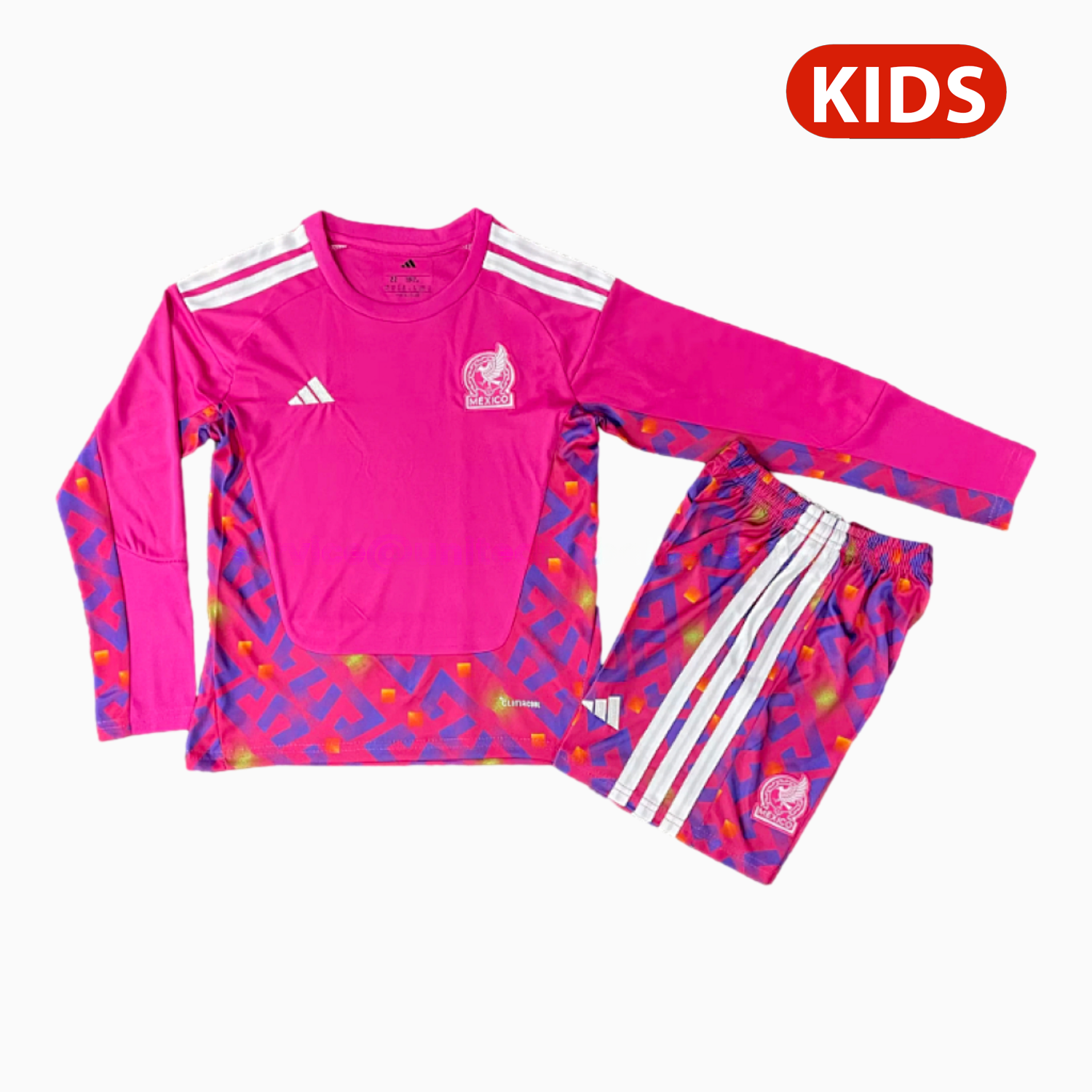 Mexico 2026 Goalkeeper Pink Long Sleeves Kids Kit - ManixJersey
