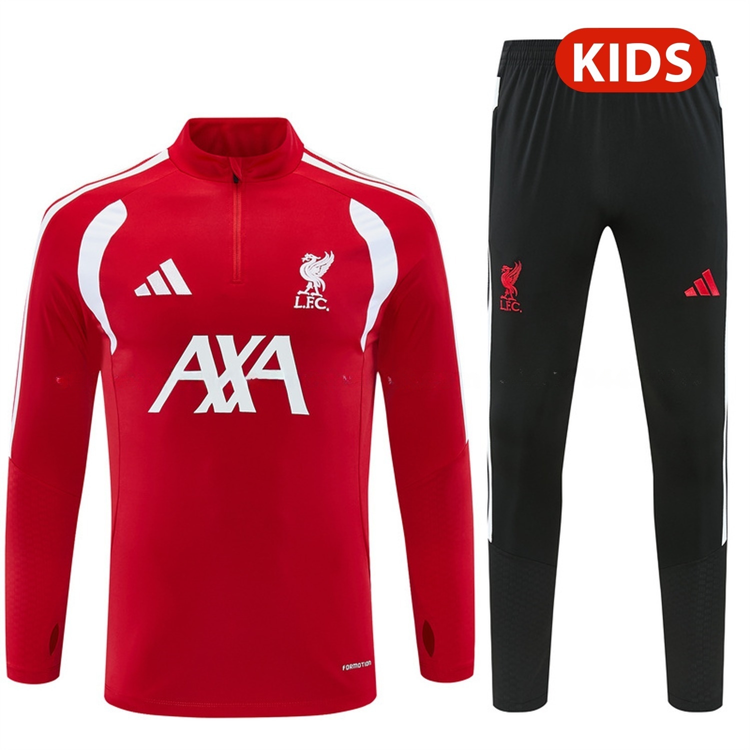 Liver.pool 26-27 Kids Long Sleeve Training Set - Red Top & Black Pants - ManixJersey