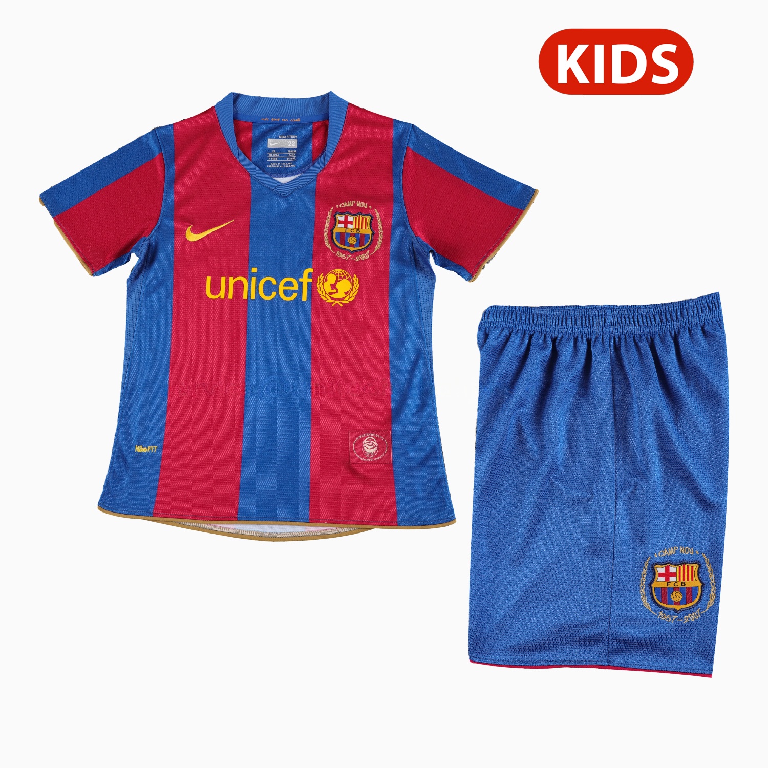 Retro Barcelona 2007-08 Home Kids Kit - ManixJersey