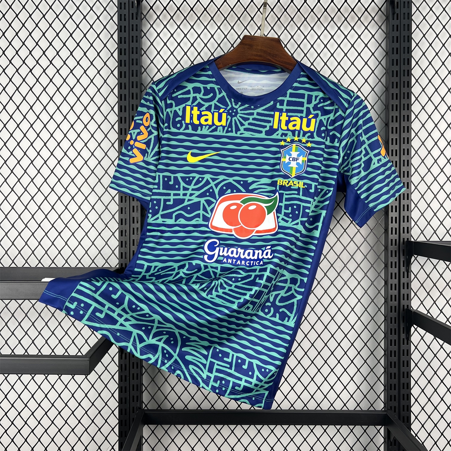 Retro Brazil 2024 Blue Pre-Match Training Jersey - Fans Version - ManixJersey