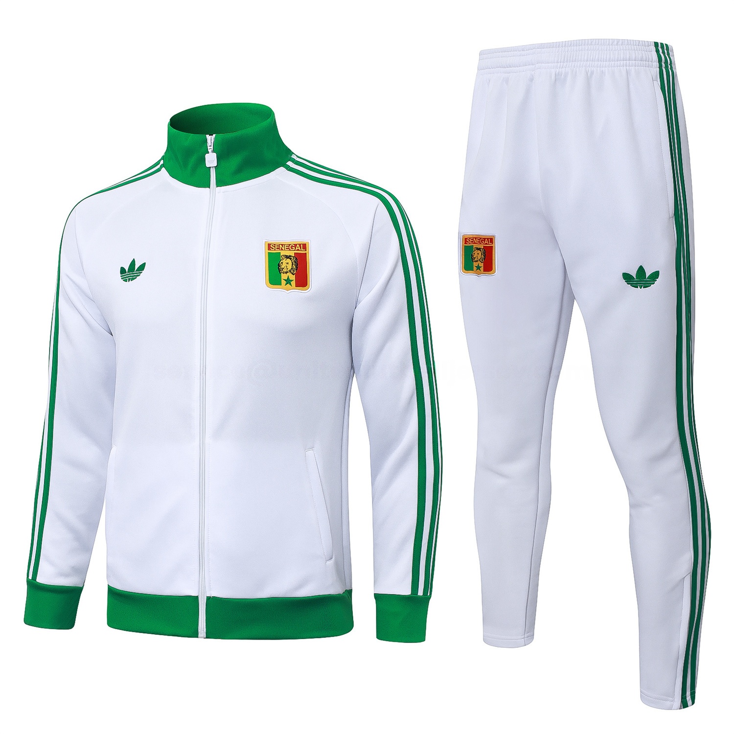 Senegal 2026 Jacket Training Tracksuit - White With Green Jackets & Pants - ManixJersey
