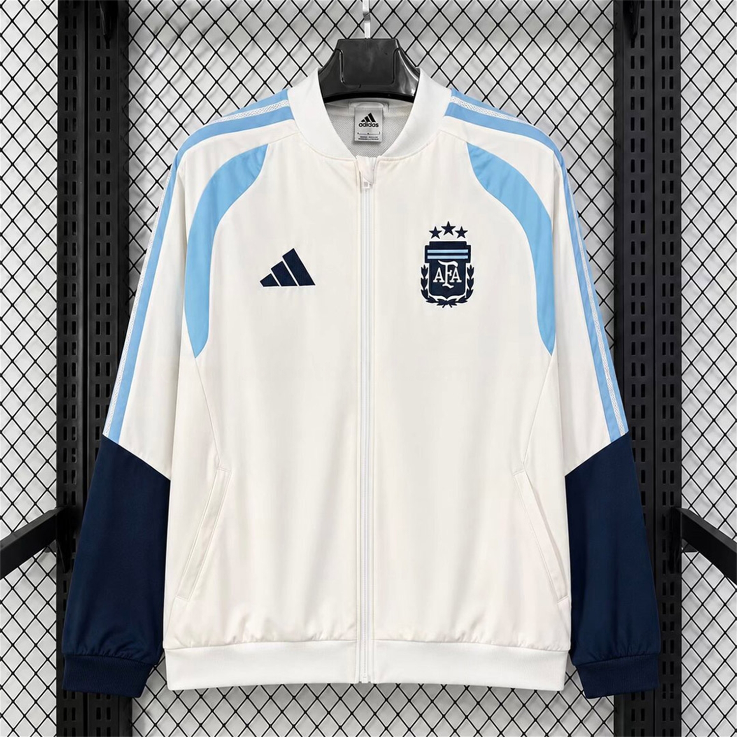 Argentina 2026 Travel Windbreaker - White With Light Blue - ManixJersey