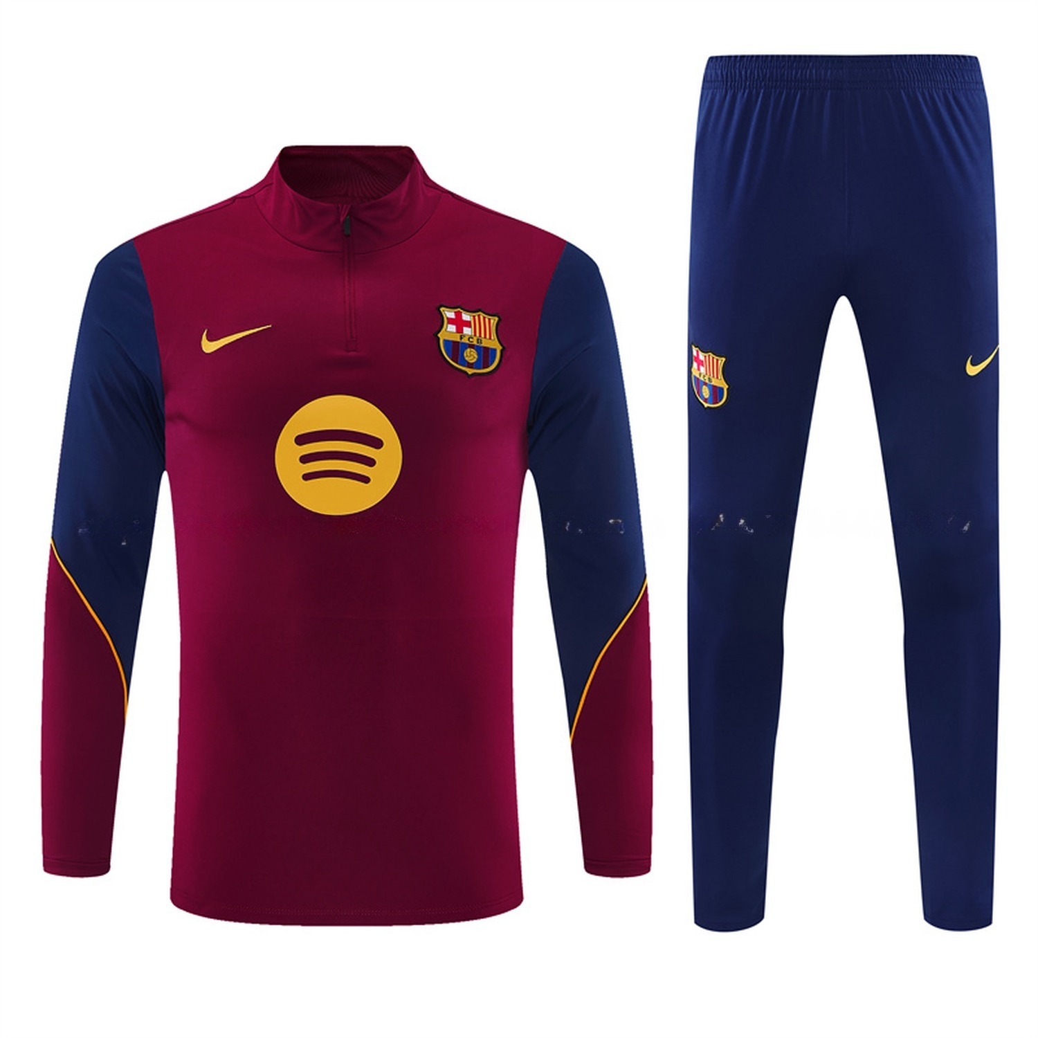 Barcelona 26-27 Long Sleeve Training Set - Red Top & Deep Blue Pants - ManixJersey