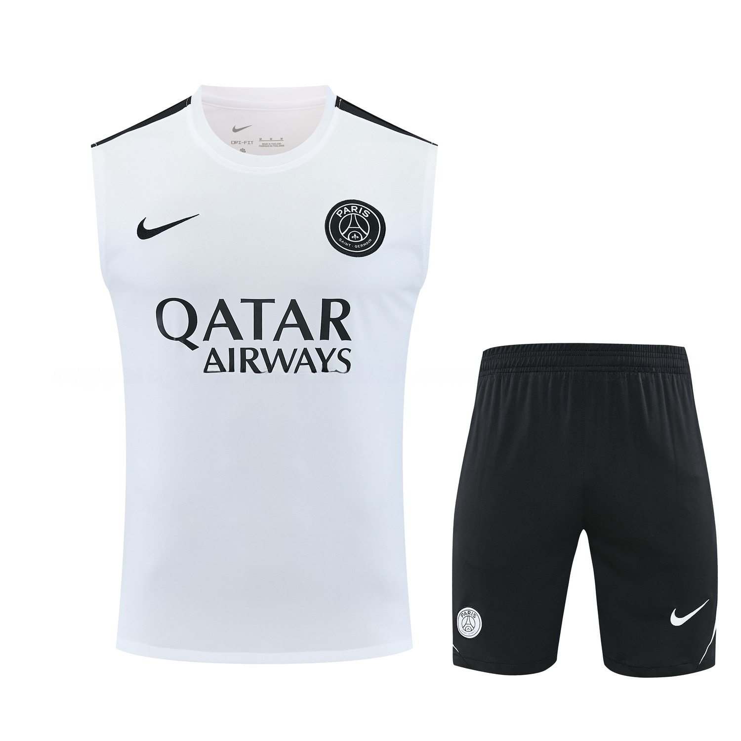 Paris Saint-Germain PSG 26-27 Vest Training Set - White Vest and Black Shorts - ManixJersey