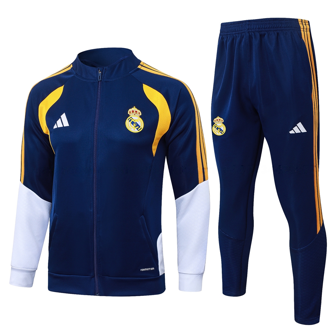 Real Madrid 26-27 Long Sleeves Training Set - Yellow Edge Deep Blue Top And Pants - ManixJersey