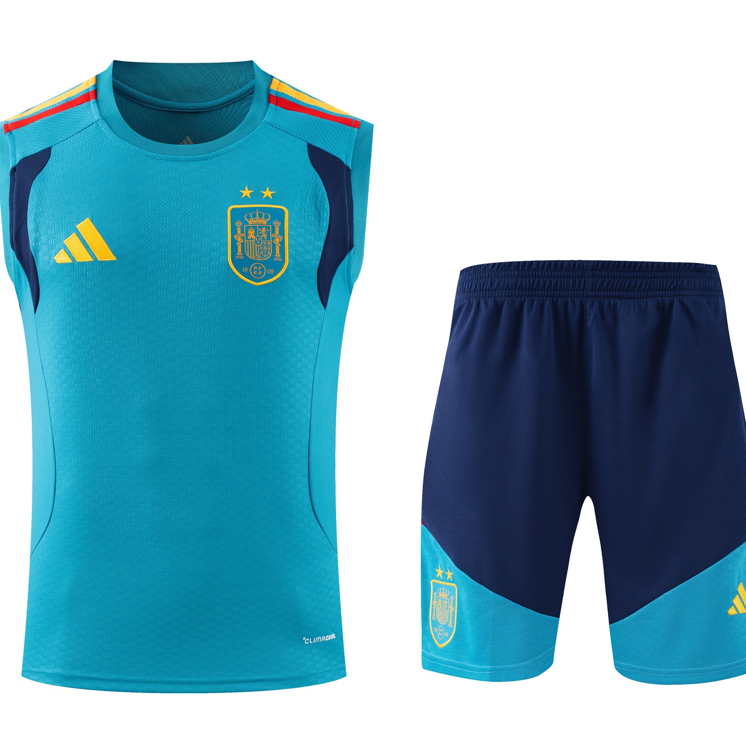 Spain 2026 Two Stars Vest Training Set - Lake Blue Vest and Deep Blue Shorts - ManixJersey