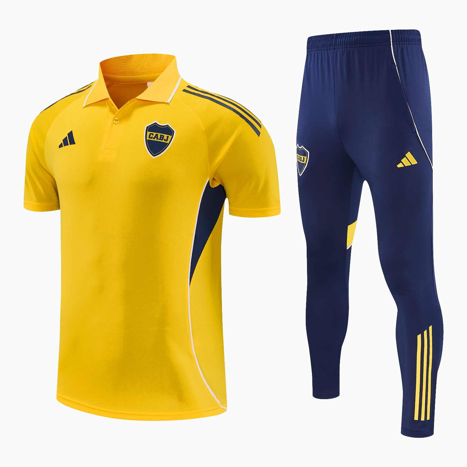 Boca Juniors 25-26 POLO Short-Sleeve Training Set - Yellow Top and Dark Blue Pants - ManixJersey