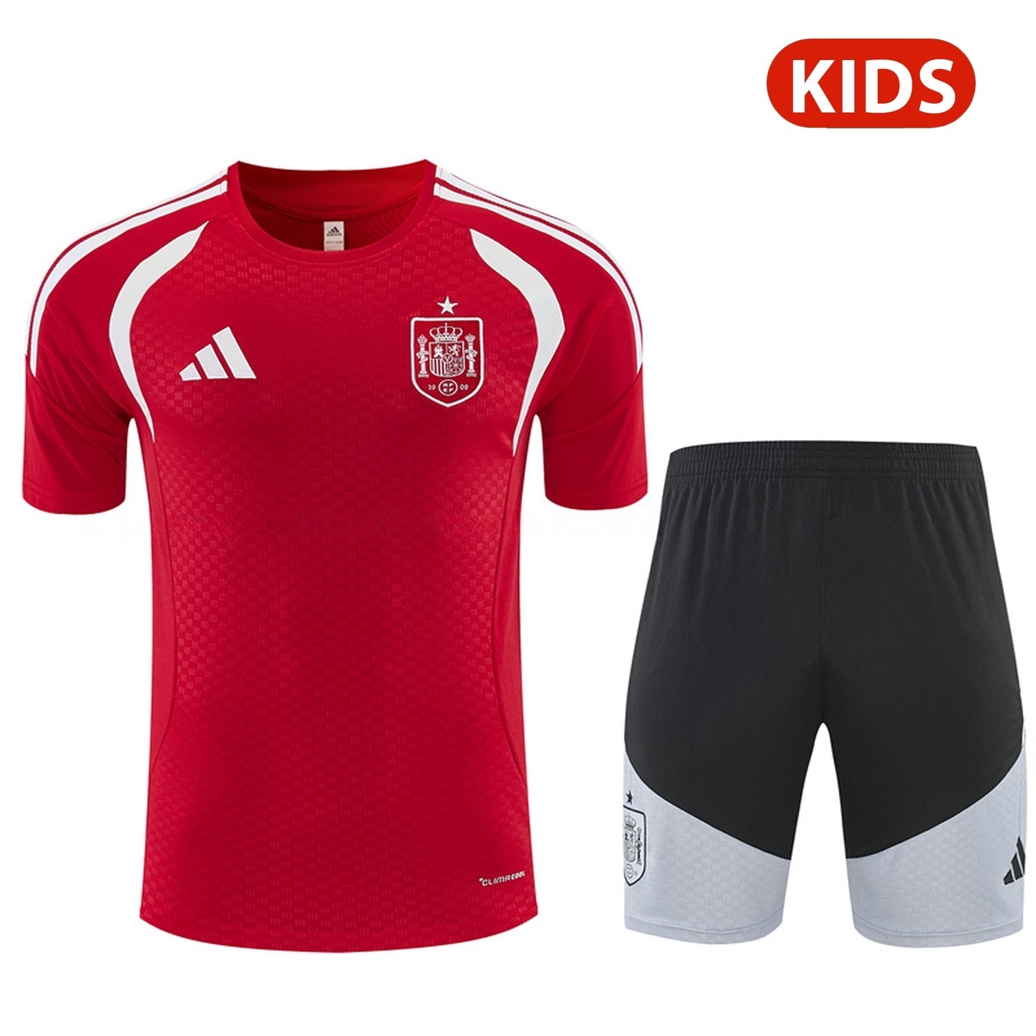 Spain 2026 Kids Short-Sleeve Training Set - Red Top & Black Shorts - ManixJersey