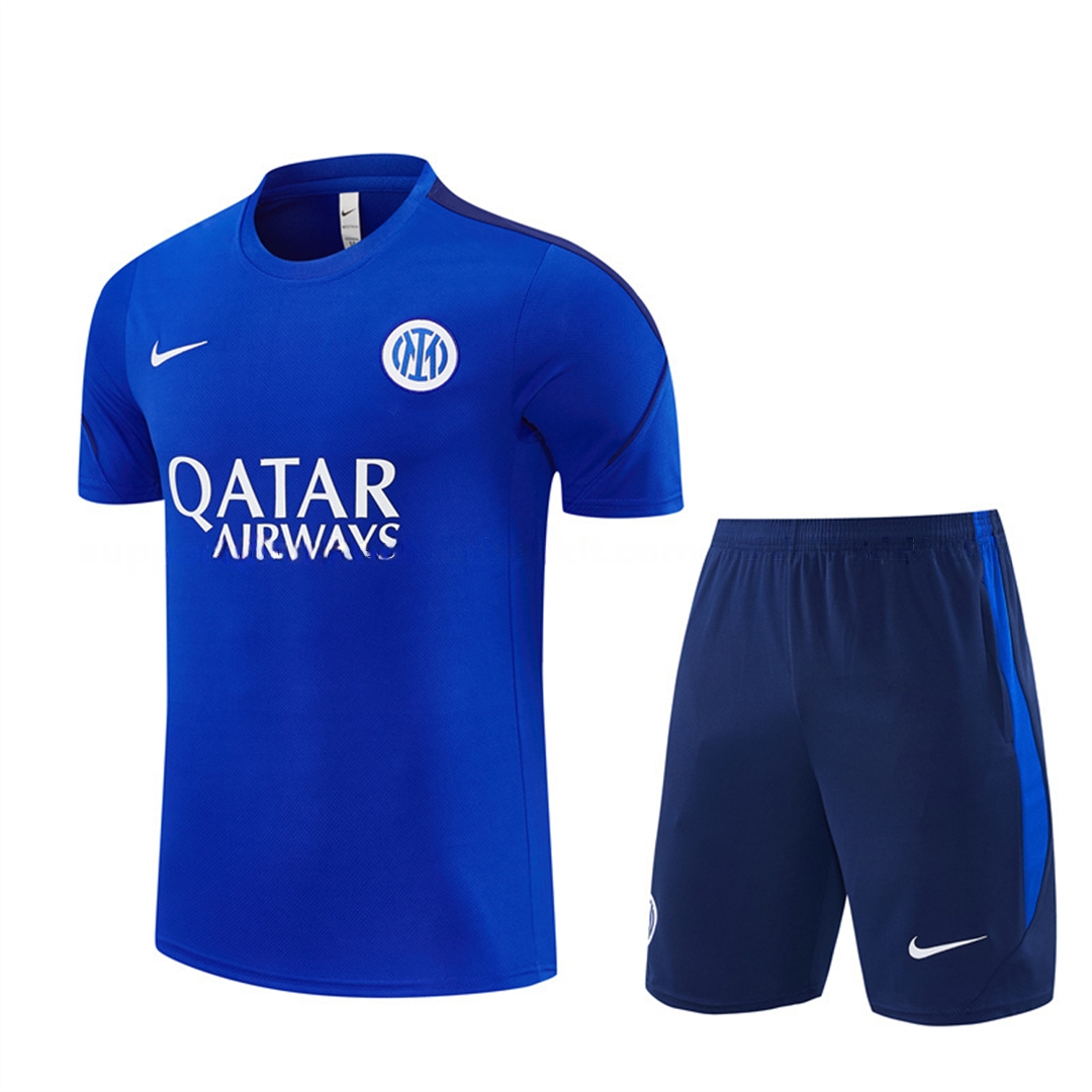 Inter Milan 26-27 Short-Sleeve Training Set - Ocean Blue Top & Deep Blue Shorts - ManixJersey