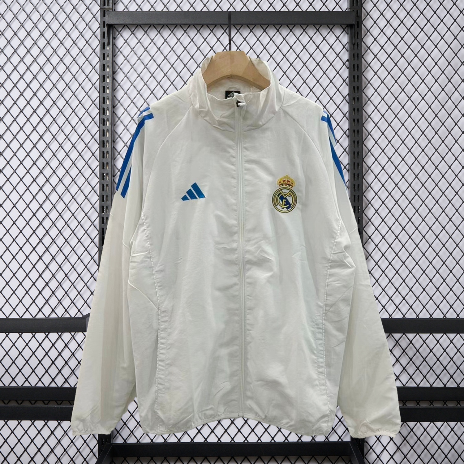 Real Madrid 25-26 White With Blue Special Windbreaker Jacket - ManixJersey