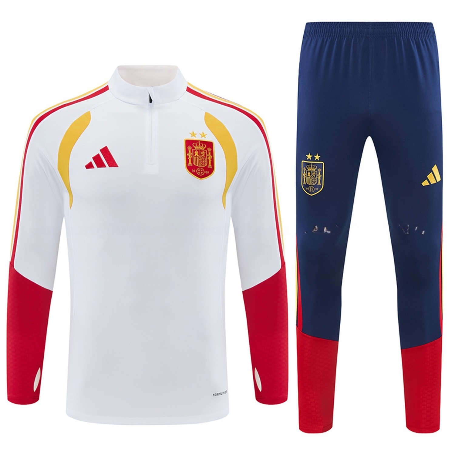 Spain 2026 Long Sleeve Training Set - White Top & Deep Blue Pants - ManixJersey